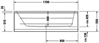 Duravit D-Code Badewanne 1700x700 Einbau Mittelabl.,Rückenschr.1 Variabel, Weiß – Bild 5