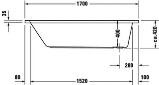 Duravit D-Code Badewanne 1700x750 Einbau Rückenschr.1 Variabel, Weiß – Bild 4