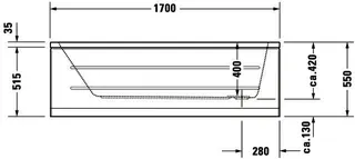 Duravit D-Code Badewanne 1700x750 Einbau Rückenschr.1 Variabel, Weiß – Bild 5