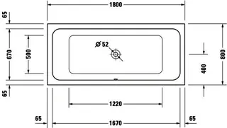 Duravit D-Code Badewanne 1800x800 Einbau Mittelabl.,Rückenschr.2 L/R, Weiß – Bild 4