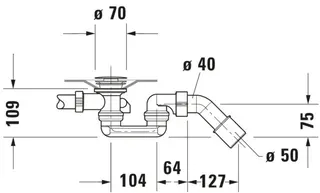 Duravit Ab- und Überlaufgarnitur für zentralen Abl.m.verläng.Bowdenzug,chrom – Bild 4
