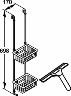 Hänge-Duschablagesystem inkl. Wischer aktiv4YOU, chromoptik, H:700 mm, – Bild 3