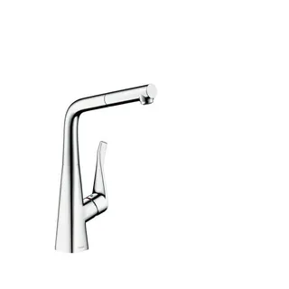 Hansgrohe Spültischmischer Metris edelstahl-optik mit Ausziehauslauf