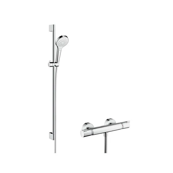 Hansgrohe Croma Select S Vario Brausenkombi mit Thermostat und Stange