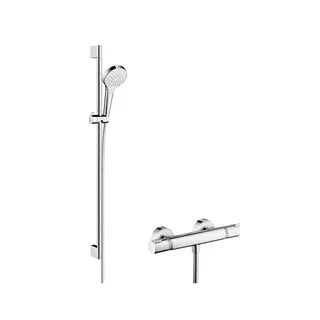 Hansgrohe Croma Select S Vario Brausenkombi mit Thermostat und Stange