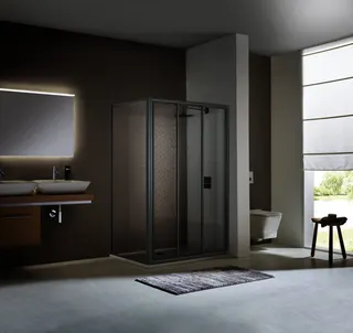 Koralle Trennwand TwiggyTop TDTT 75 710-730x1850 Silber matt Aquaperl trans.
