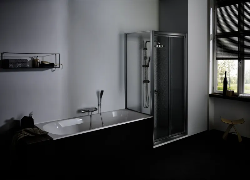 Koralle Trennwand TwiggyTop TDTTK 75 710-730x1600 Silber matt Aquaperl trans.