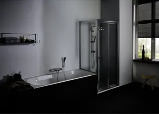Koralle Trennwand TwiggyTop TDTTK 70 660-680x1600 Silber matt Aquaperl trans.