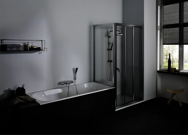 Koralle Trennwand TwiggyTop TDTTK 80 760-780x1600 Silber matt Aquaperl trans.