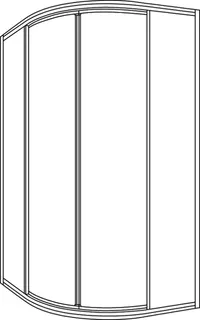 Koralle Viertelkreis TwiggyTop VKPTT R500 80 760-780x1850 Silber matt Aquaperl trans. – Bild 3