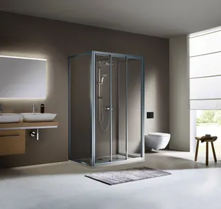 Koralle Faltwand TwiggyTop DFTT 140 1390-1400x1400 si matt Aquaperl trans.