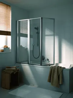 Koralle Faltwand TwiggyTop DFTT 140 1390-1400x1400 Silber matt ESG trans.