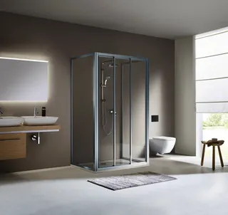 Koralle Faltwand TwiggyTop DFTT 140 1390-1400x1400 Silber matt ESG trans. – Bild 2