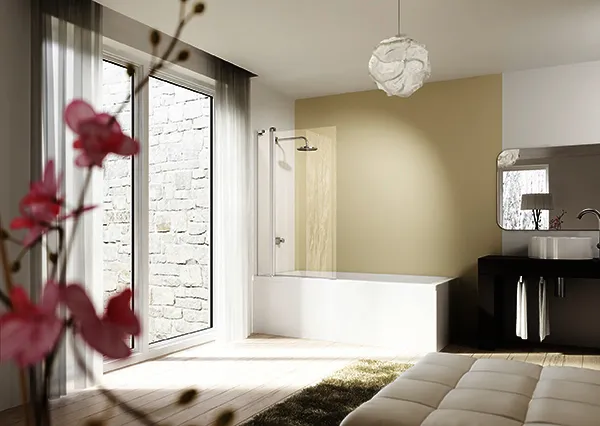 Hüppe DA Design E Badewanne-Abtr. 2tlg. 95 H:1500 silber matt klar