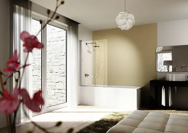 Hüppe DA Design E Badewanne-Abtr. SFT 120 links H:1500 silber matt klar