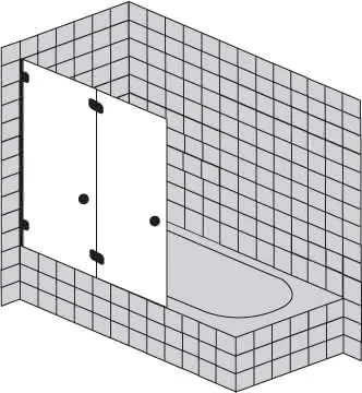 sanibel 5001-Duschfalttür 2-tlg a Badewanne A16 S5RR40.2 bis 1200x1500mm chrom/ESG