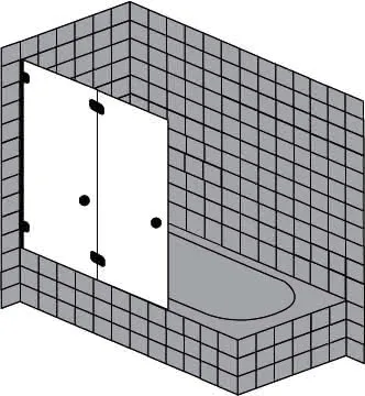 sanibel 5001-Duschfalttür 2-tlg a Badewanne A16 S5RE40.2 bis 1200x1500mm chrom/ESG