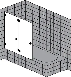 sanibel 5001-Duschfalttür 2-tlg a Badewanne A16 S5RR40.1 bis 1000x1500mm chrom/ESG