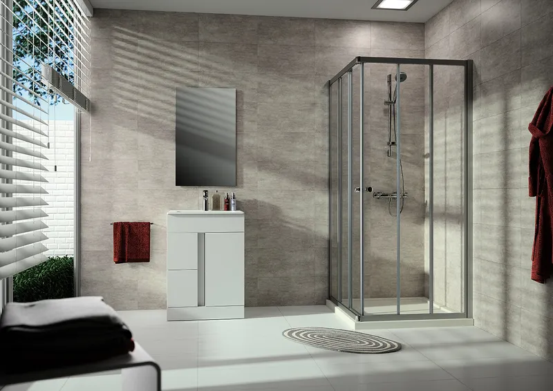 HÜPPE DA Alpha 2 4-Eck GT E3 100/100 H:1900 weiß klar Anti-Plaque