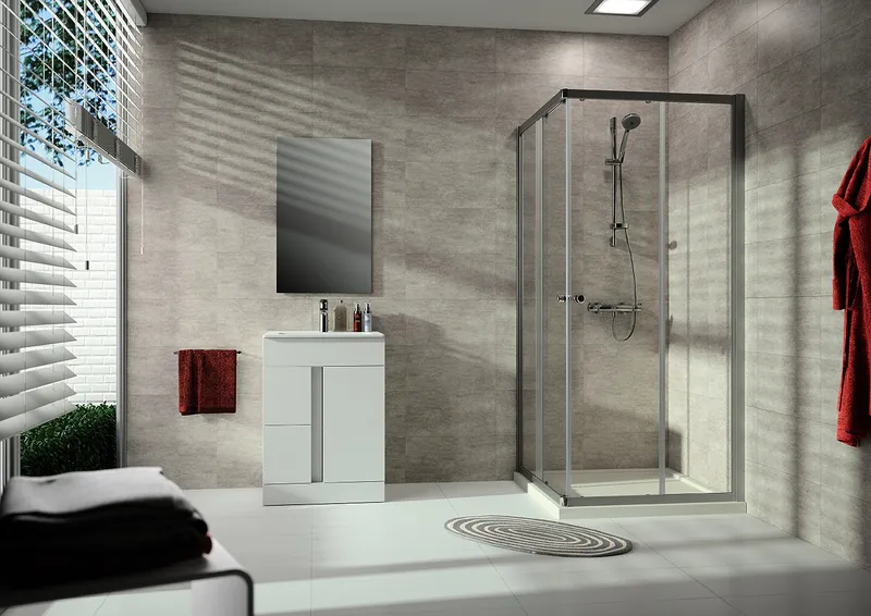 HÜPPE DA Alpha 2 4-Eck GT E2 80/80 H:1900 silber matt klar Anti-Plaque