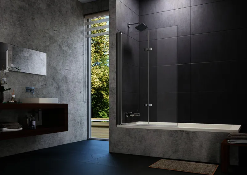 Badewanne-Abtr. SW-Falttür 100x150cm links ESG trend4YOU 2.0, si-matt