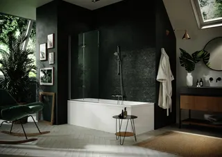 Badewanne-Schwingfalttür 2-tlg., l.Maßanf. trend4YOU, Glas mit AP, chromglanz