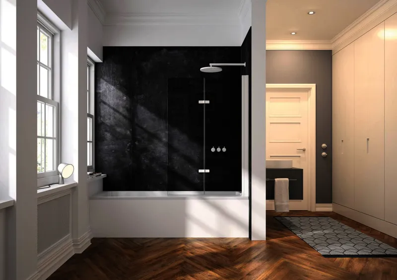 Badewanne-Abtr. SW-Falttür 120x150cm rechts ESG AP trend4YOU 2.0, chr-glanz