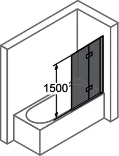 Badewanne-Abtr. SW-Falttür 100x150cm rechts ESG AP trend4YOU 2.0, si-matt – Bild 4