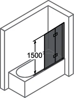 Badewanne-Abtr. SW-Falttür 120x150cm rechts ESG AP trend4YOU 2.0, si-matt – Bild 4