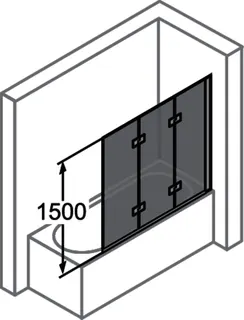 Badewanne-Abtrennung 3tgl. 120x150cm rechts ESG AP trend4YOU 2.0, si-matt – Bild 5