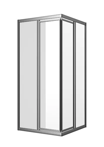sanibel 1001-Eckdusche 2-teilig Pendel- tür 900x900x1850mm silber/Aquaperl