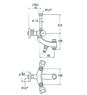 KWC Wandbatterie Wanne Niederdruck Wanneneinlauf autom.umsch., ganzchrom – Bild 3