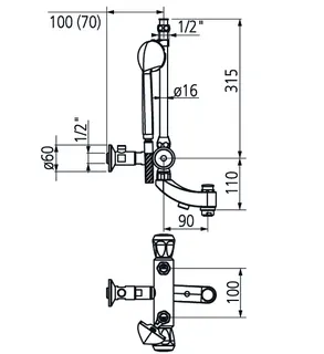 KWC Wandbatterie Wanne Niederdruck 1/2 Wanneneinl. autom.umsch., ganzchrom – Bild 3