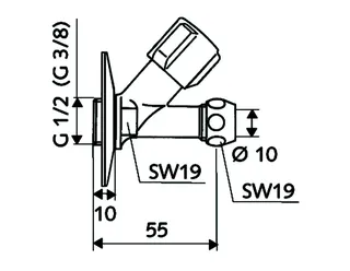 SCHELL Schrägsitzventil COMFORT kurze Bauform, 1/2", chrom – Bild 3