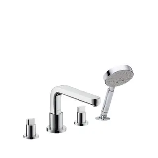 Hansgrohe 4-Loch Wannenarmatur Metris S F-Set Auslauf lang chrom Wannenrandmontage