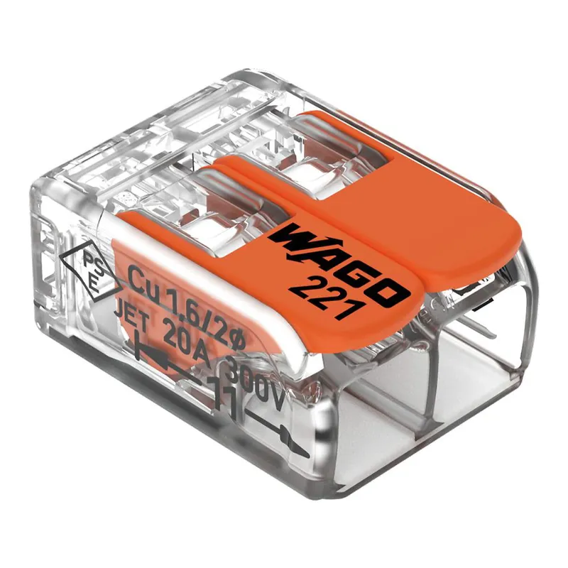 WAGO Verbindungsklemme 2polig Compact mit Hebel transparent