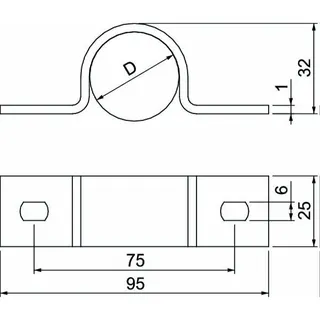 OBO Befestigungsschelle 823 32mm zweilappig – Bild 2