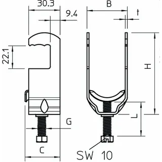 OBO Bügelschelle 2056RS/M mit Metalldruckwanne 16-22mm – Bild 2