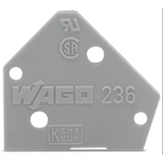 WAGO Abschlussplatte 1 mm dick anrastbar grau 236-100