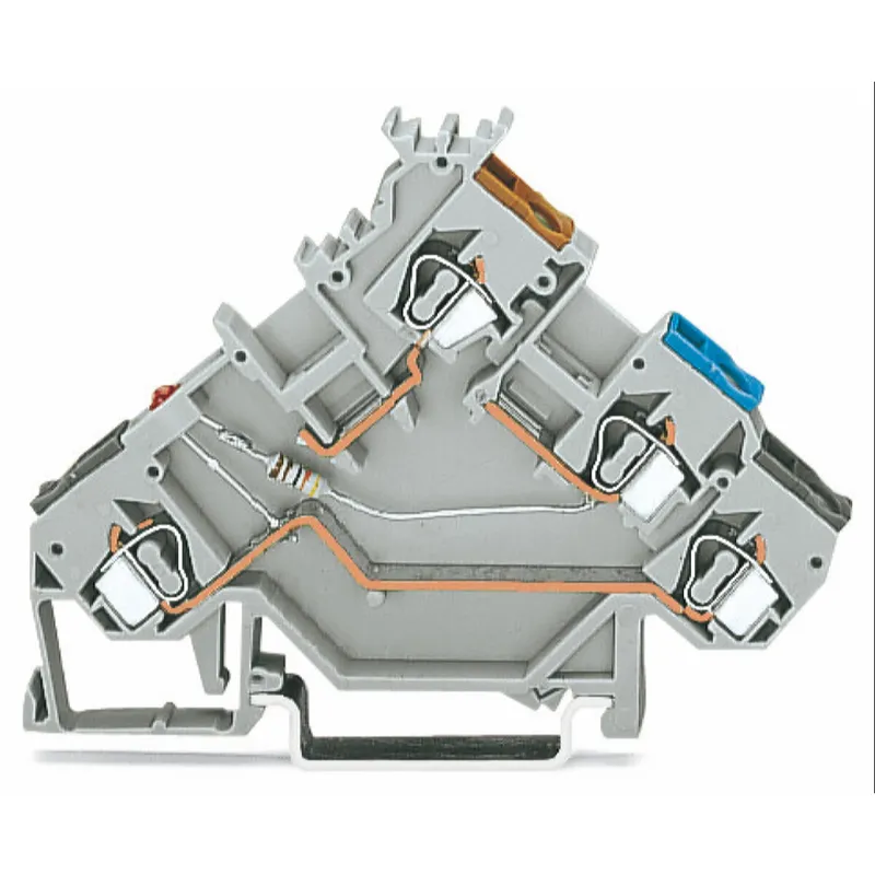 WAGO 3-Leiter-Initiatorenklemme LED rot für NPN-(minus-)schaltende Initiatoren grau 280-561/281-413