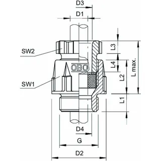 OBO Kabelverschraubung 106 M M50 lichtgrau – Bild 2