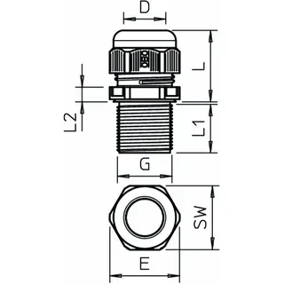 OBO Kabelverschraubung V-TEC VM LL20 SW vollmetrisch lang 24mm – Bild 2