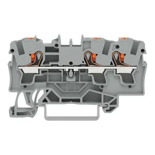 WAGO 3-Leiter-Durchgangsklemme mit Drücker 4 mm? grau 2204-1301