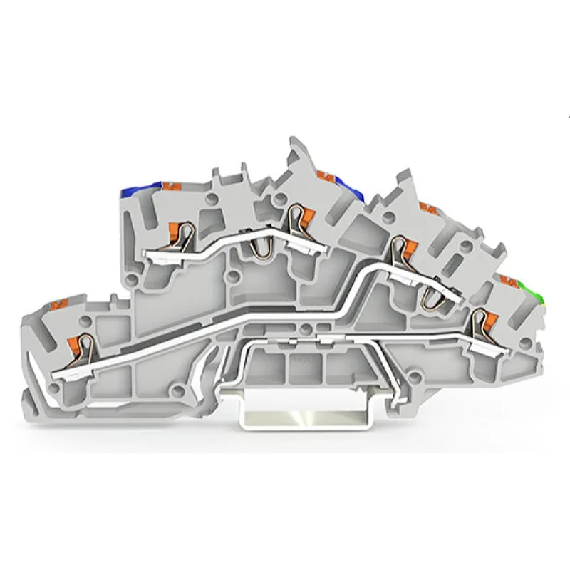 WAGO Installationsetagenklemme N/L/PE Erdgeschoss grün-gelb grau 2203-7646