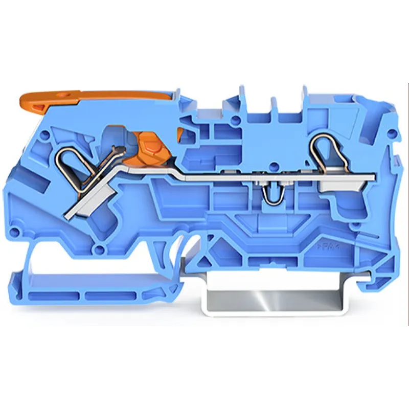 WAGO 2-Leiter-Durchgangsklemme mit Hebel und Push-in CAGE CLAMP® 4 mm? blau 2104-1204