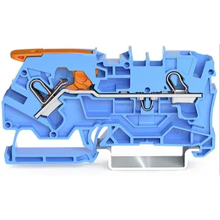 WAGO 2-Leiter-Durchgangsklemme mit Hebel und Push-in CAGE CLAMP® 4 mm? blau 2104-1204