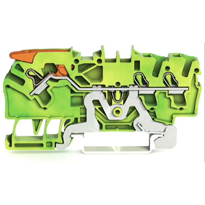 WAGO 3-Leiter-Schutzleiterklemme mit Hebel und Push-in CAGE CLAMP® 2,5 mm? grün-gelb 2102-1307