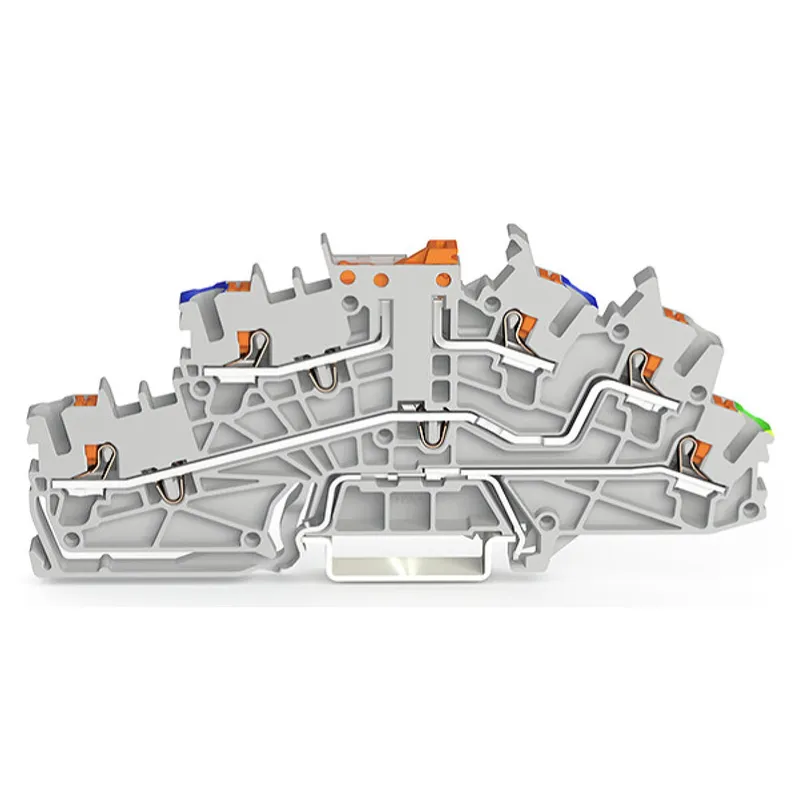 WAGO Installationsetagenklemme mit schwenkbarem Trennmesser NTi/L/PE grau 2203-6641