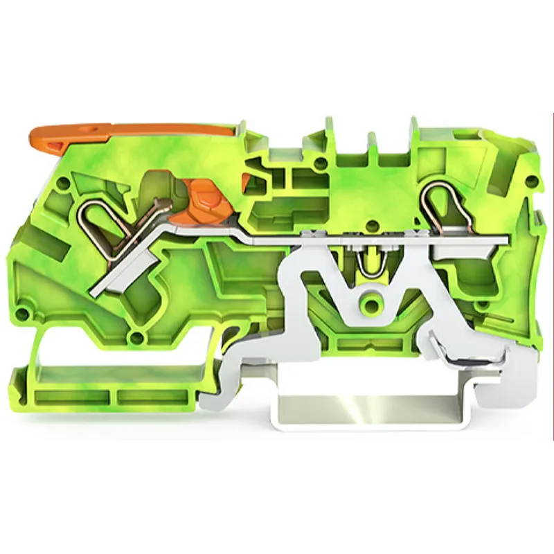 WAGO 2-Leiter-Schutzleiterklemme mit Hebel und Push-in CAGE CLAMP® 4 mm? grün-gelb 2104-1207