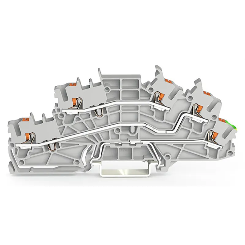 WAGO Installationsetagenklemme L/L/PE Erdgeschoss grün-gelb grau 2203-6645